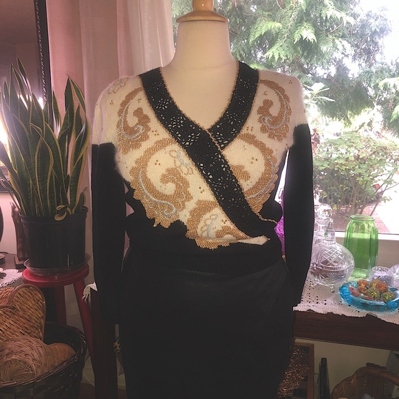 Vintage 80’s - Dana Scott- acrylic , nylon sweater with puffed sleeves- sparkles - Picture 4 of 11